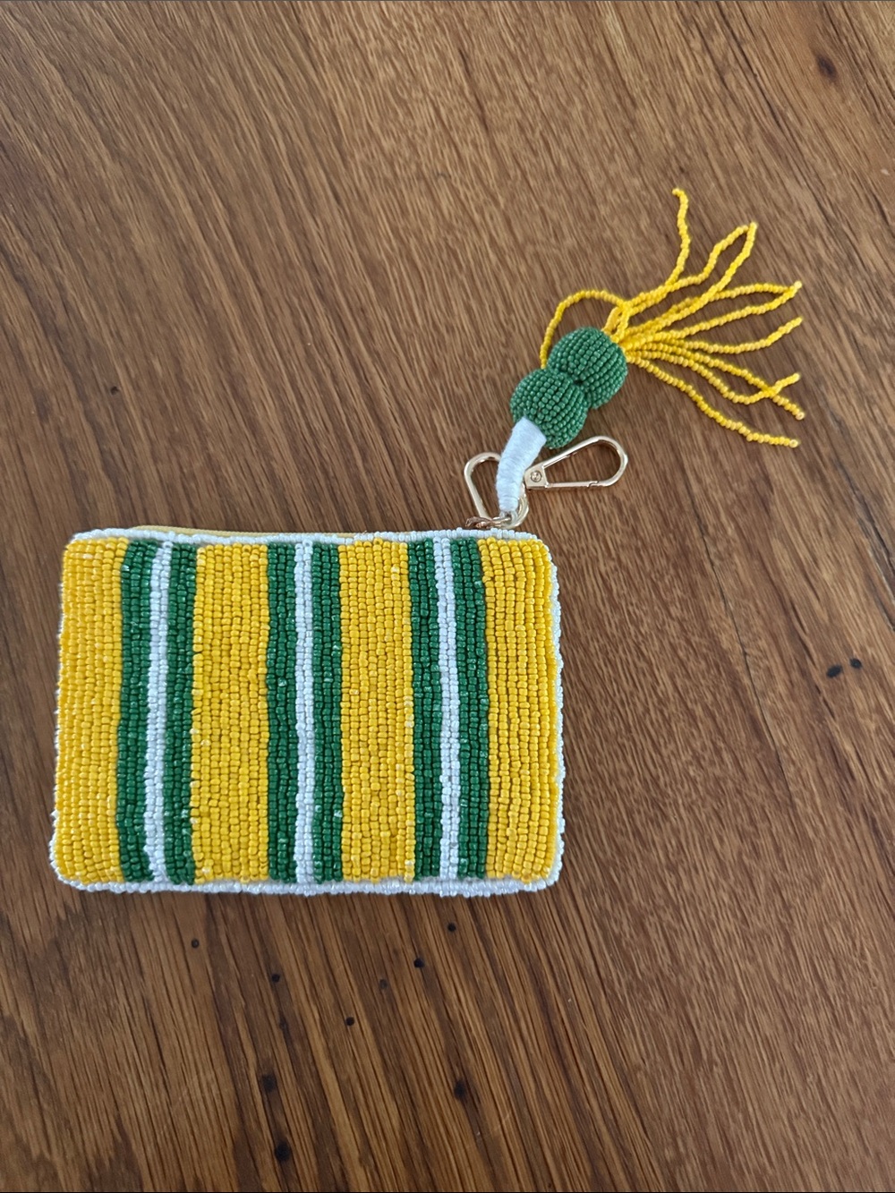 SUMMER! Beaded Lemon Pouch with Tassel 4”x 5.5” by Wandering Moon - Picture 2 of 4